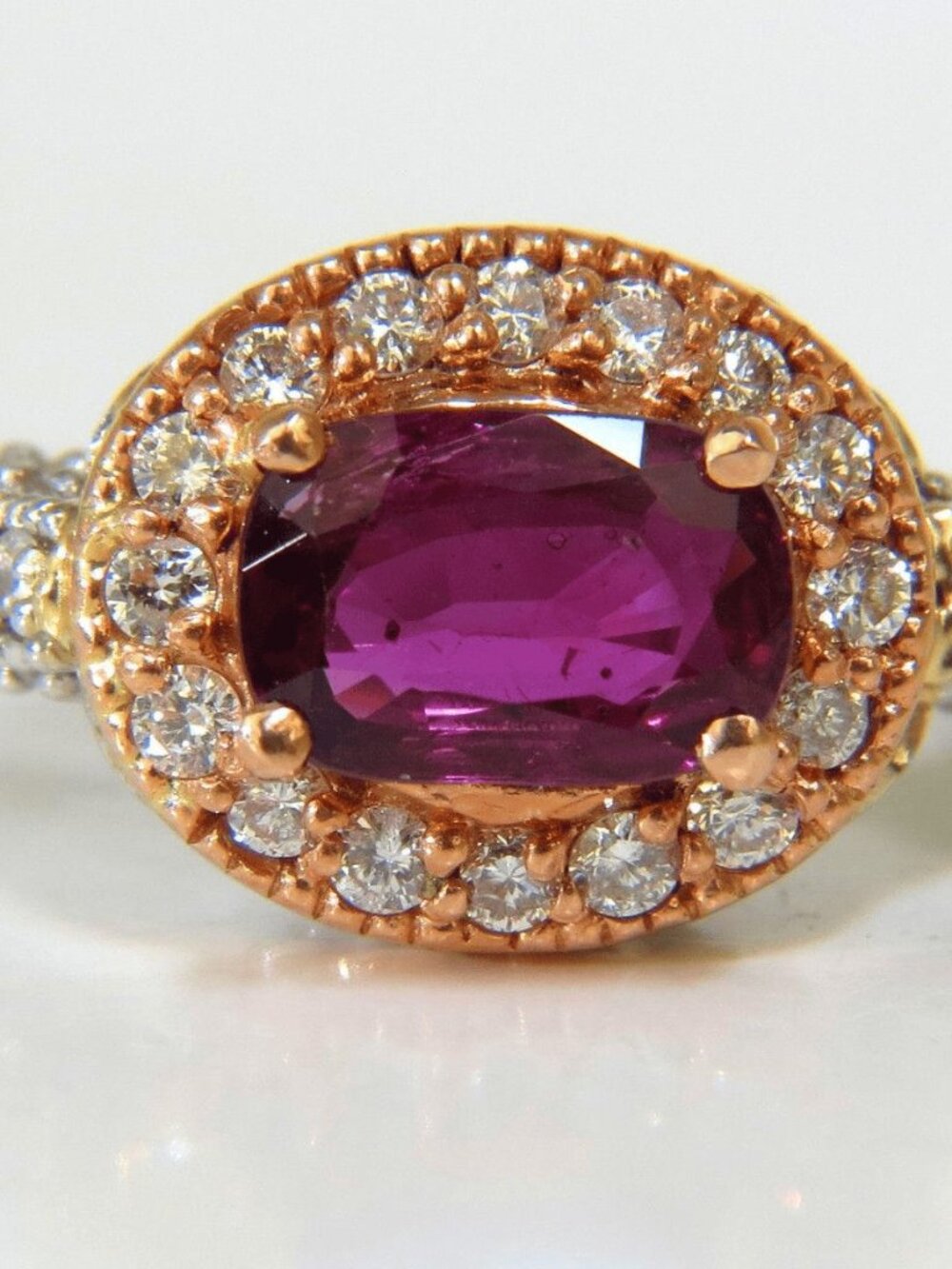 2.78CT NATURAL FINE PURPLE RED RUBY DIAMOND RING 14KT G/VS*